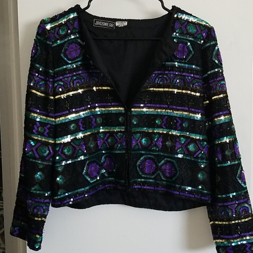 Beaded Sequence vintage Jagswear sweater retro 80s Or 90s jacket